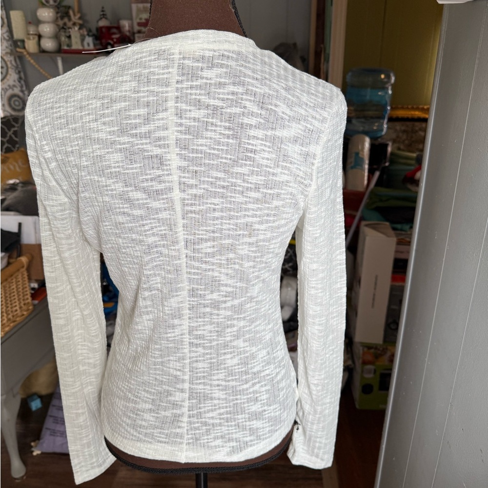 White Ribbed Long Sleeve Top - Picture 8 of 9